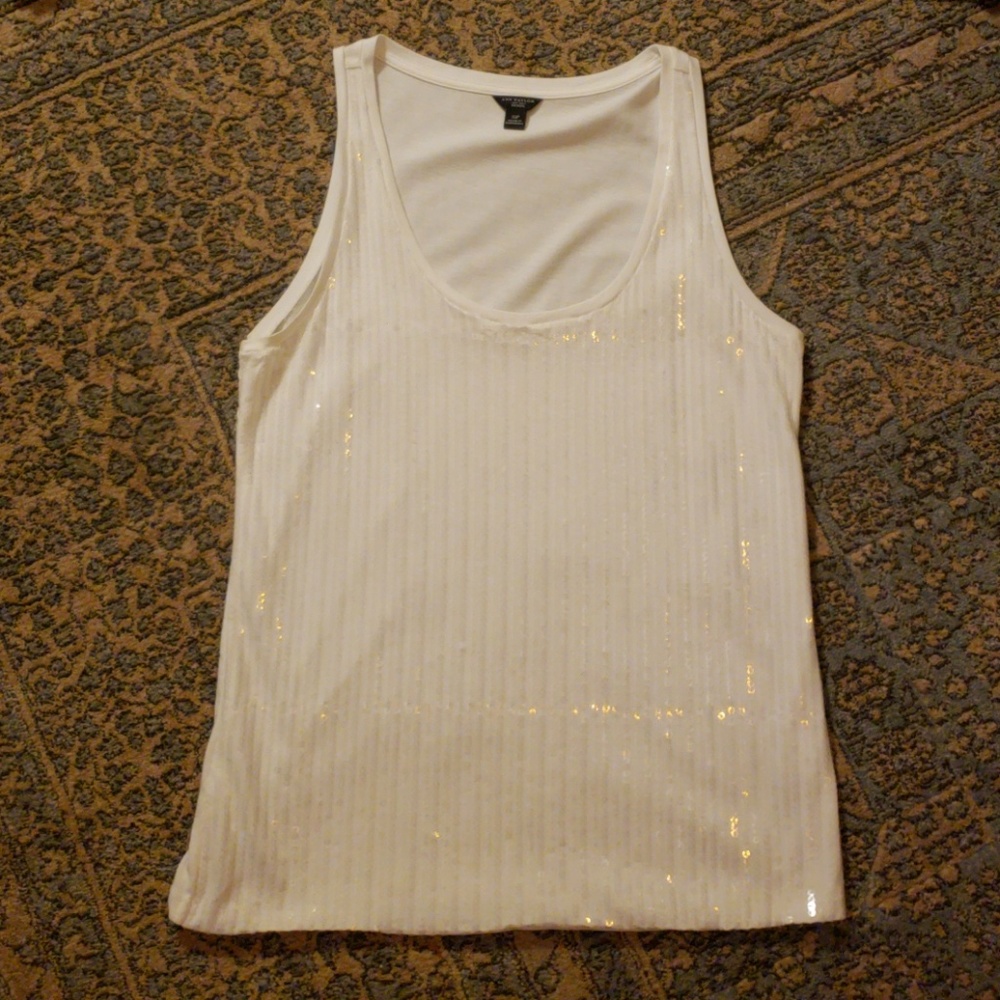 Ann Taylor White Sequined Tank